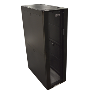 The DC series floor cabinet is intended for 19" equipment installed on two or four mounting rails. Has 1500kg load capacity.